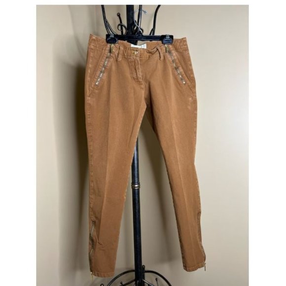 Michael Kors Womens Classic Fit Skinny Jeans Mid Rise Ankle Zip Size 4 Brown - Picture 1 of 5